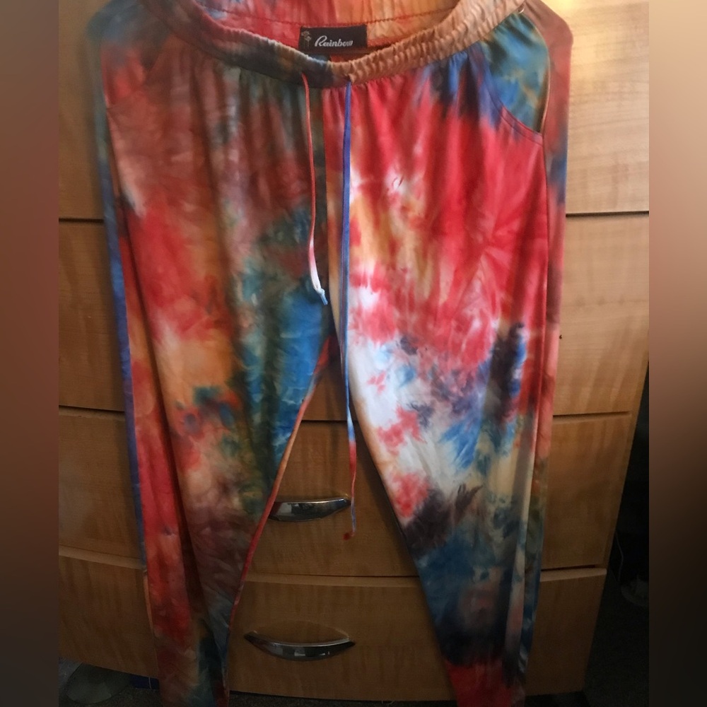 Rainbow Tie-Dye Jogger Pants size medium